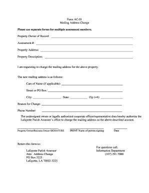 Lafayette Parish Mailing Address Change Form