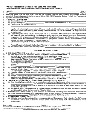 Florida AS IS Residential Contract For Sale And Purchase