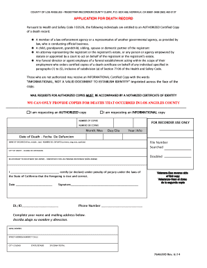 California Death Record Application