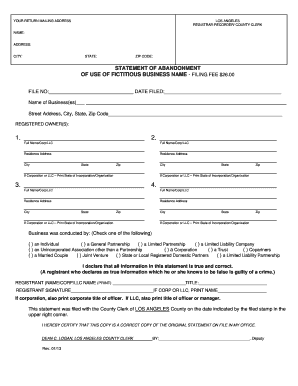 Statement of Abandonment of Fictitious Business Name