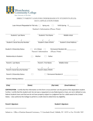 Direct Parent Loan Application Form