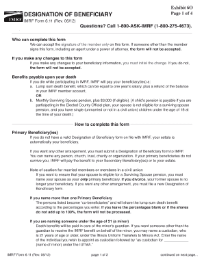 IMRF Designation of Beneficiary Form