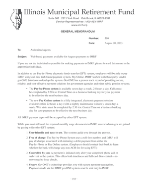 Illinois Municipal Retirement Fund EFT Enrollment Form