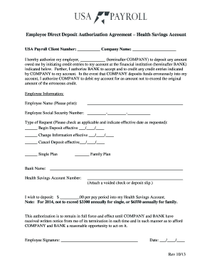 Employee Direct Deposit Authorization Agreement