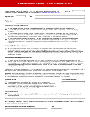 American Diabetes Association Manuscript Submission Form