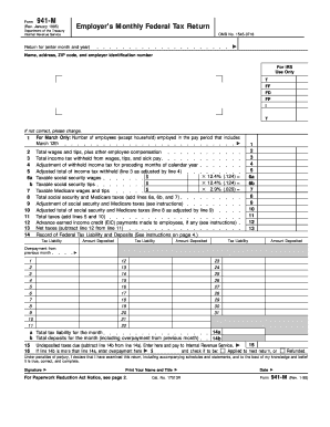 Form 941-M Employer's Monthly Federal Tax Return