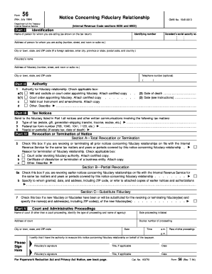 IRS Form 56 Notice Concerning Fiduciary Relationship