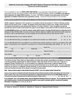 California Community Colleges Fee Waiver Application