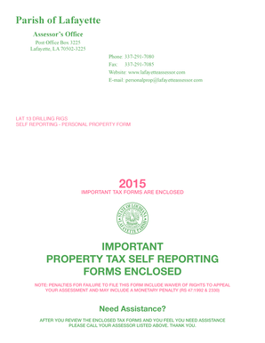 Louisiana Drilling Rigs Personal Property Tax Form