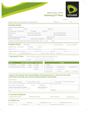 Samsung S7 Plan Application Form