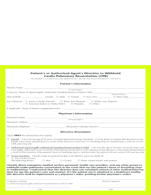 Colorado Directive to Withhold CPR