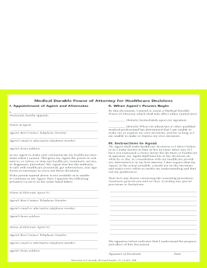 Medical Durable Power of Attorney for Healthcare Decisions