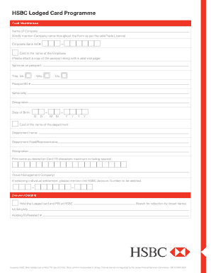 HSBC Lodged Card Programme Application