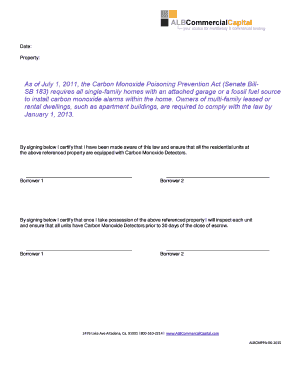 Carbon Monoxide Detector Certification Form
