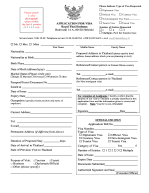Thailand Visa Application Form