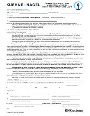 General Agency Agreement and Power of Attorney