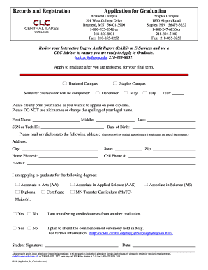 Graduation Application Form