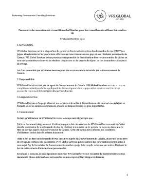 Formulaire de consentement et conditions d’utilisation pour les ressortissants utilisant les services de VFS Global Services Japon