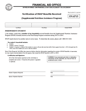 SNAP Benefits Verification Form