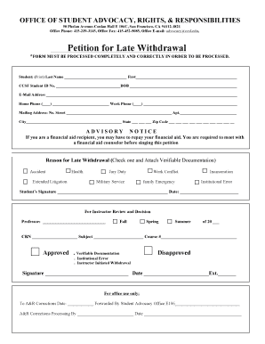 Petition for Late Withdrawal