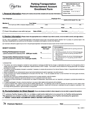 Parking/Transportation Reimbursement Account Enrollment Form