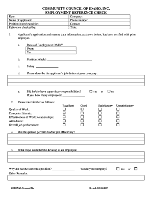 Employment Reference Check Form