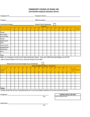 Semi-Monthly Employee Attendance Record