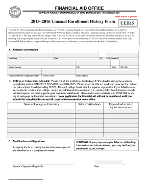 2015-2016 Unusual Enrollment History Form