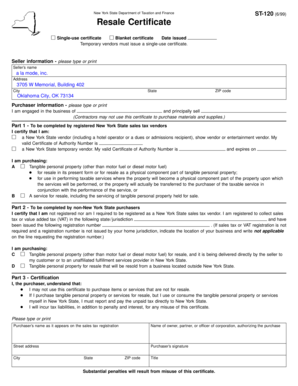 New York State Resale Certificate