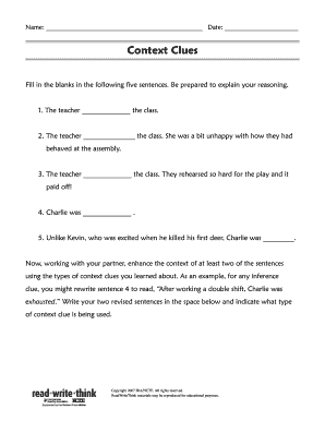 Context Clues Worksheet