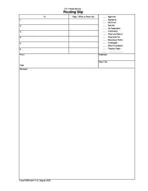 USPS Routing Slip
