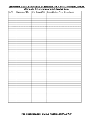 Disputed Mail Tracking Form