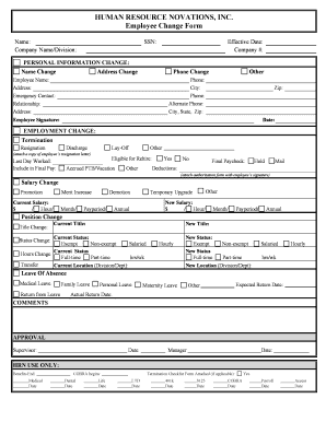 Employee Change Form