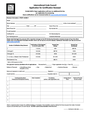 International Code Council Certification Renewal Application