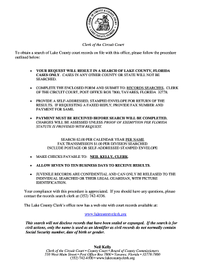 Lake County Florida Court Records Search Request