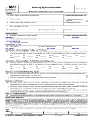 IRS Form 8655 Reporting Agent Authorization