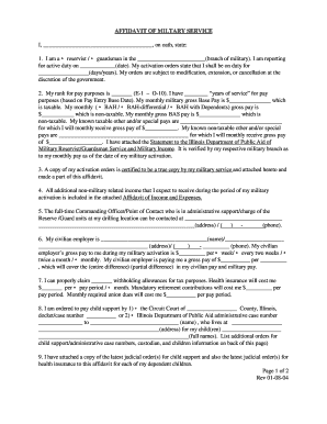 Printable catering contract - AFFIDAVIT OF MILTARY SERVICE - standingupforillinoisorg