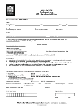 ICC Clark County ID Card Renewal Application