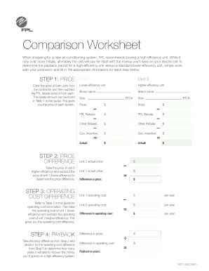 FPL Air-Conditioning Efficiency Comparison Worksheet