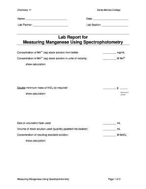 Lab Report for Measuring Manganese Using Spectrophotometry - smc