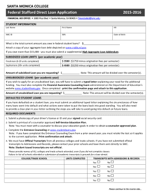 Federal Stafford Direct Loan Application