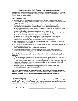 Washington State 4-H Shooting Sports Code of Conduct