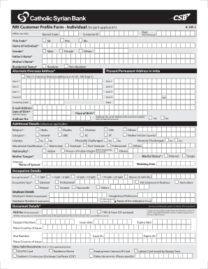 NRI Customer Profile Form - Individual
