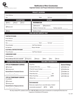 Commercial Construction Notification Form