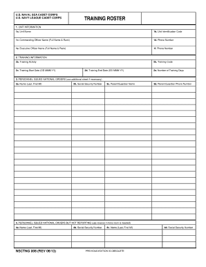 US Naval Sea Cadet Corps Training Roster