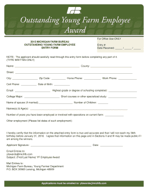 Fillable Online Outstanding Young Farmer Employee Application Fax Email ...