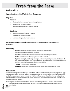 Fresh from the Farm Activity Worksheet