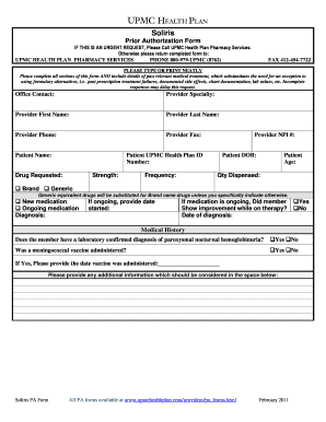 Soliris Prior Authorization Form