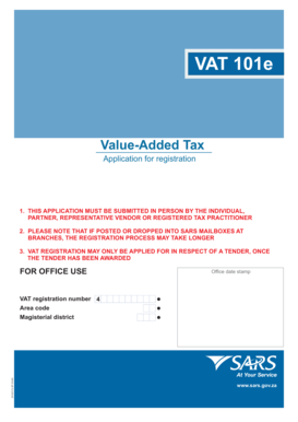 South African VAT 101e Registration Form