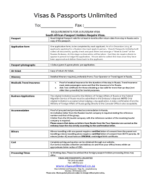 Russian Visa Application Form
